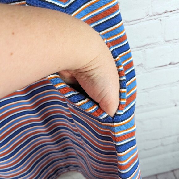 Lands' End Blue/Orange/White Striped Mini Dress - XS - Picture 6 of 8